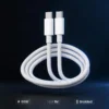 60W USB-C to USB-C Braided Fast Charging Cable (1 Meter) - White